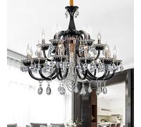 LXYST European Candle Crystal Pendent Lamp Luxury Living Room Restaurant Villa Hotel Staircase Duplex Building Chandelier (E 18 Lights)