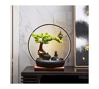 LXYST Fountains Ceramic Tabletop with LED Lighting Rockery Water Features Zen Cascading Feng Shui Waterfall Table Ornaments for Living Room Office Fountain decoration(Black)
