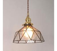 LXYST Industrial Glass Crystal Hanging Retro Copper Shade Pendant Lights Country Vintage Dining Table Lamp Kitchen Loft Apartment Bedroom Cafes Ceiling ?20cm