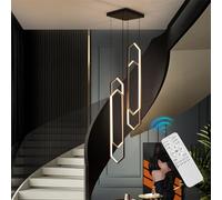 LXYST Luxury LED Staircase Chandelier 260W Dimmable 6-Light Pendant with 3000K-6000K Adjustable Colours, Height-Adjustable Fixture for Hotel Lobbies, Villas, and Grand Li