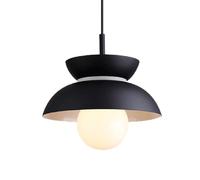 LXYST Nordic Aluminum Color Chandelier Fixture - Semi-Circular Pendant Light with Bowl Metal Lampshade, French Restaurant Ceiling Hanging Lights for Farmhouse, Kitchen, Hotel, Study(Black)