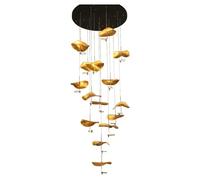 LXYST Pendant Light Adjustable Height Leaf Chandelier with Brass Shade Creative for Restaurant Living Room Bar and Office (15 Heads)