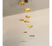LXYST Pendant Light Creative Leaf Chandelier with Brass Shade Adjustable Height for Indoor Dining Living Room Bar Heads