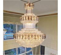 LXYST Postmodern Duplex Crystal Villa Hollow Living Room Building Middle Floor LED Long Stair Light, Ceiling Chandelier