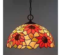 LXYST Style Pendant Lights Sun Flower Stained Glass Ceiling Lamp Lighting for Living Dining Room Kitchen,B,G