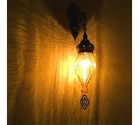 LXYST Turkish Mosaic Crack Stained Moroccan Wall Lamp Handmade Style Glass Globe with Bronze Base for Bedroom Bedside Living Room Kitchen,B
