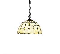 LXYST Vintage Pastoral Stained Glass Flowers Butterfly Shade 12 Inch Style Pendant Lamp Restaurant Living Room Ceiling Hanging Light Fixture,H,G