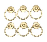 LXZ 6 PCs Cabinet Hardware Drop Ring Pulls Drawer Ring Handles, Ring Diameter 1-11/16-in (4.3 cm) (Golden)