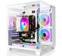 LXZ Desktop Computer, Prebuilt PC Ryzen 7-5700G, 16G DDR4 RAM, 1TB NVME SSD, Tower Computer with 600W Power Supply for Home and Office (White)