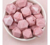 LXZSMH beads for bracelets,silicone beads, 10PCS Marble Pink 0.55-0.67in Hexagon Silicone Beads DIY Gift Necklace Chain Loose Beads Jewelry Making Supplies(10 PCS 0.55in Hexagon)