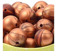 LXZSMH beads for bracelets,silicone beads, 80pcs Round Loose Silicone Beads for Silicone Necklace DIY Stretchy Beads for Jewelry Making and DIY Crafting(Mental copper)