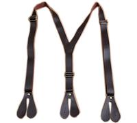 LXZSMH braces,suspenders for men, Leather Suspenders for Men Button End Mens Braces Adjustable Y-Back (Color : Deep Brown)