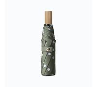 LXZSMH Folding Umbrellas, Windproof Travel Umbrella, Polka Dot Solid Wood Handle Compact Folding Umbrella, 8 Ribs UPF 50+ UV Protection, Men Women(Dark green)