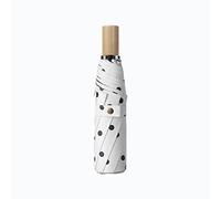 LXZSMH Folding Umbrellas, Windproof Travel Umbrella, Polka Dot Solid Wood Handle Compact Folding Umbrella, 8 Ribs UPF 50+ UV Protection, Men Women(White)