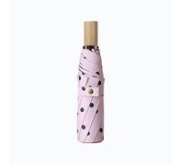 LXZSMH Folding Umbrellas, Windproof Travel Umbrella, Polka Dot Solid Wood Handle Compact Folding Umbrella, 8 Ribs UPF 50+ UV Protection, Men Women(Pink)