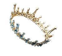 LXZSMH Women's Headdresses,Hair Jewelry Crown Tiaras for Women Blue Crystal Wedding Crown Royal Tiaras Pink Red Black Round Diadem Bride Hair Jewelry Accessories(Blue)