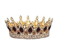 LXZSMH Women's Headdresses,Hair Jewelry Crown Tiaras for Women Crystal Crown Tiara Bridal Hair Accessories Rhinestone Crystal Round Crown Hair Jewelry for Women Crown Tiaras Gift by(Pure Gold Color)