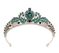 LXZSMH Women's Headdresses,Hair Jewelry Crown Tiaras for Women Crystal Peacock Bridal Tiaras Crown Rhinestone Pageant Diadema Princess Headpieces Party Wedding Hair Jewelry Accessories(Green)