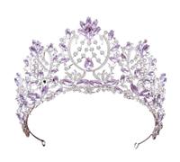 LXZSMH Women's Headdresses,Hair Jewelry Crown Tiaras for Women Lavender Crystal Bridal Tiara Crown Purple Rhinestone Wedding Hair Accessories Princess Pageant Bride Crown