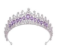 LXZSMH Women's Headdresses,Hair Jewelry Crown Tiaras for Women Lavender Crystal Bridal Tiara Crown Purple Rhinestone Wedding Hair Accessories Princess Pageant Bride Crown