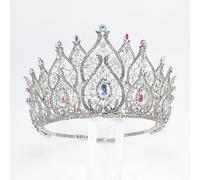 LXZSMH Women's Headdresses,Hair Jewelry Crown Tiaras for Women Miss Universe Heart Shape Bridal Tiaras Royal Queen Big Crowns for Women Wedding Hair Accessories Rhinestone Pageant Diadem(Silver)