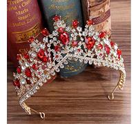 LXZSMH Women's Headdresses,Hair Jewelry Crown Tiaras for Women Red Crystal Crown Headwear Bridal Wedding Hair Accessories Jewelry Bride Tiaras Princess Crowns by(Gold Red)