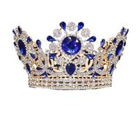 LXZSMH Women's Headdresses,Hair Jewelry Crown Tiaras for Women Royal Crystal King Crown Bride Tiaras and Crowns Queen Hair Jewelry Pageant Prom Diadem Headpiece Bridal Head Accessories(Gold Blue)