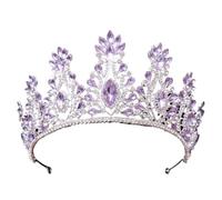 LXZSMH Women's Headdresses,Hair Jewelry Crown Tiaras for Women Silver Color Fashion Purple Lilac Crystal Rhinestone Tiara Crowns Queen Kings Princess Wedding Hair Accessories Bridal Diadems
