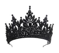 LXZSMH Women's Headdresses,Hair jewelry crown tiaras for women Vintage Red Crystal Bridal Tiaras Queen Crowns Women Rhinestone Pageant Diadem Wedding Hair Accessories By(Black)