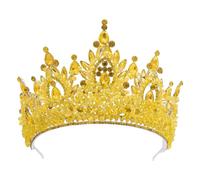 LXZSMH Women's Headdresses,Hair jewelry crown tiaras for women Vintage Red Crystal Bridal Tiaras Queen Crowns Women Rhinestone Pageant Diadem Wedding Hair Accessories By(Yellow)