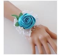 LXZSMH wrist corsage, Champagne Rose Artifical Flowers Wrist Corsage Bridesmaid Wedding Accessories Groomsmen Boutonniere-Fuchsia (Color : Red) (Color : Sky Blue)