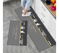 LY4U 2 Pieces Non Slip Kitchen Rug Set, Water Absorbent Floor Mats, Kitchen Carpets and Rugs for Home Dining Room and Entryway,50x80cm + 50x150cm