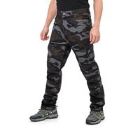 LY4U Men’s Cargo Work Trousers Cotton Camouflage Casual Outdoor Pants - Loose Fit Camping Hiking Wear with 10 Pockets
