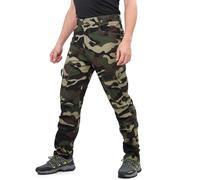 LY4U Men’s Cargo Work Trousers Cotton Camouflage Casual Outdoor Pants - Loose Fit Camping Hiking Wear with 10 Pockets