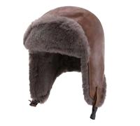 LY4U Men’s Ultra Warm Artificial Leather Aviator Trapper Hat with Ear Flaps - Unisex Windproof Winter Hat for Extreme Cold Weather Skiing, Hiking, Cycling Camel