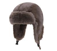 LY4U Men’s Ultra Warm Artificial Leather Aviator Trapper Hat with Ear Flaps - Unisex Windproof Winter Hat for Extreme Cold Weather Skiing, Hiking, Cycling Brown