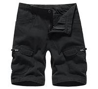 LY4U Mens Cargo Shorts, Summer Outdoor Casual Hiking Climbing Walking Cotton Short with Multiple Pockets Black 34W