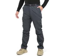 LY4U Men's Fleece Lined Cargo Thermal Trousers, Full Elastic Waistband with Belt Loops Work Pants, Adjustable Ankle Cuffs for Hiking Camping Outdoor Winter Grey