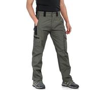 LY4U Mens Heavy Duty Work Trousers with Multi-Pockets Cargo Combat Pants for Hiking Casual Outdoor Camping Green