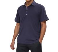 LY4U Men's Summer Short-Sleeve Polo Shirt, Contrast Collar and Cuffs T-Shirt Tops for Casual, Business Sports Navy Blue