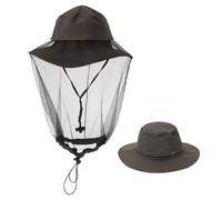 LY4U Mosquito Head Net Hat, Sun Hat with Hidden Net Mesh, Unisex Wide Brim UV Protection for Outdoor Hiking Fishing Camping Gardening Green