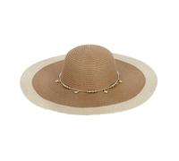 LY4U Women’s Beach Sun Straw Hat with Chin Strap, Floppy UPF50+ Foldable Wide Brim Summer Hats for Travel, Holiday, Outdoor Brown