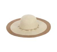 LY4U Women’s Beach Sun Straw Hat with Chin Strap, Floppy UPF50+ Foldable Wide Brim Summer Hats for Travel, Holiday, Outdoor Beige