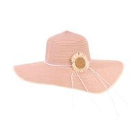 LY4U Women’s Wide Brim Straw Hat, UPF 50 Summer Beach Hat, Floppy Foldable Roll Up Travel Hat for Women Pink