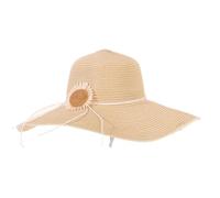 LY4U Women’s Wide Brim Straw Hat, UPF 50 Summer Beach Hat, Floppy Foldable Roll Up Travel Hat for Women Beige