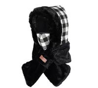 LY4U Women's Hat Scarf Combo, Winter Windproof Balaclava with Detachable Mask, Fleece-Lined Thickened Thermal Hood for Cycling, Running, Skiing Black