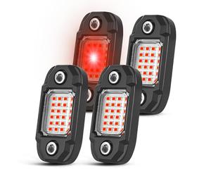 LY8 4 Pods Red Rock Lights, 24 LED Chips Waterproof Underground Lights for Car Truck Motorcycle Boat SUV ATV UTV (Red)