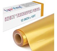 Lya Vinyl 15FT Heat Transfer Vinyl, Metallic Gold Iron on Vinyl Roll for Cricut, Silhouette Cameo, Gold HTV Vinyl for DIY Fabric, Clothes, Bags, and Other Textiles