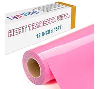 Lya Vinyl 15FT Heat Transfer Vinyl, Pink Iron on Vinyl Roll for Cricut, Silhouette Cameo, Pink HTV Vinyl for DIY Fabric, Clothes, Bags, and Other Textiles