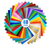 Lya Vinyl 40 Pack Glossy Permanent Vinyl Bundle Permanent Adhesive Vinyl for Cricut & Silhouette Cameo 4, Outdoor Cricut Vinyl for Party Decoration, Sticker, Craft Cutter (Glossy Color 40 Pack)